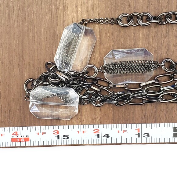 Cookie Lee Multi Strand Large Clear Faceted Beads Necklace Vintage - Picture 8 of 8